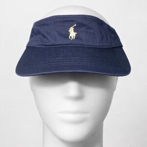 Ralph Lauren Polo Tennis Visor Hat Navy Blue Logo One Size Adjustable Cap Sporty
